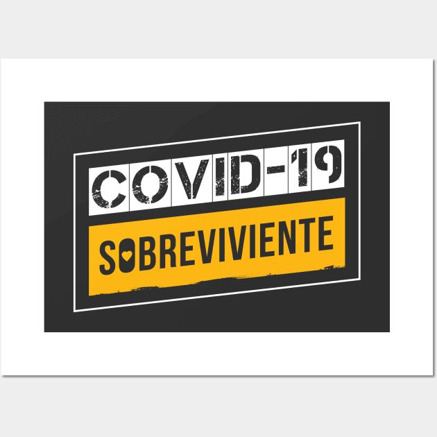 Covid-19 Sobreviviente White/Yellow (Coronavirus Survivor, Spanish Edition) Wall Art by Optimix